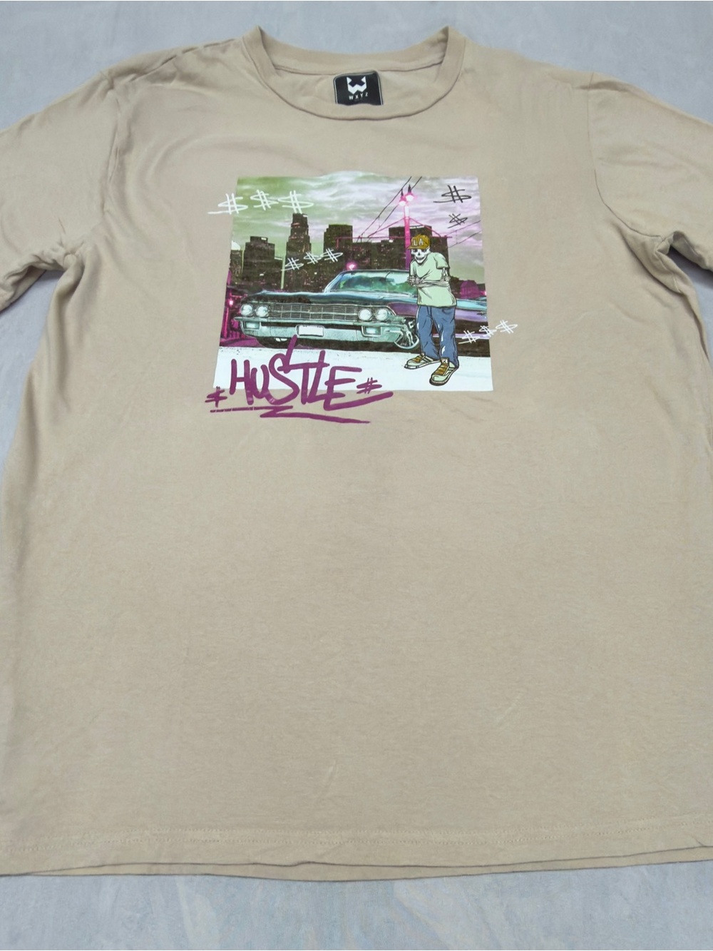 Beige 'Hustle' Graphic Long Sleeve Tee